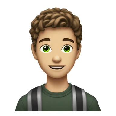 13 year old boy brown hair green eyes super big jaw line  sticker