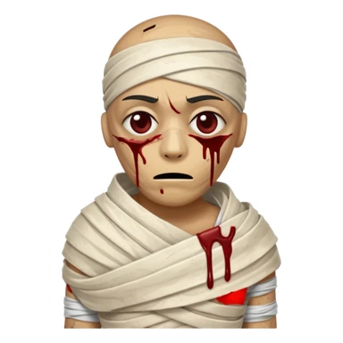 halloween mummy with blood stains semi-covered eyes sticker