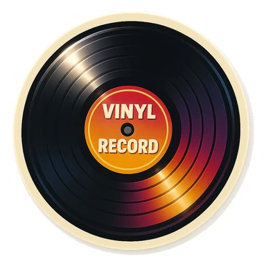 vinyl record, retro style sticker