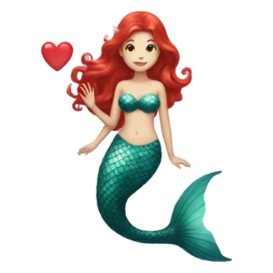 mermaid with red hair with a heart sticker