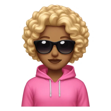 curly blonde in pink hoodie with black sunglasses  sticker