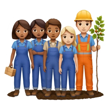 Make a photo of 5 project managers, specificly 3 girls and 2 boys, that are making project for improvment of the vineyard sticker