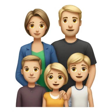 Caucasian family of eight with mom, dad,  three boys, three girls sticker