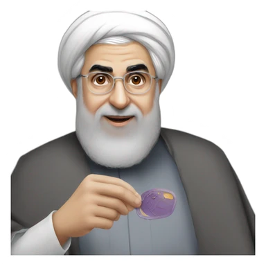 Hassan Rouhani with key sticker
