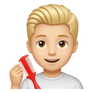 child using a comb on their hair, cheerful and neat sticker