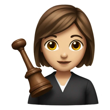 Brown haired girl with gavel sticker