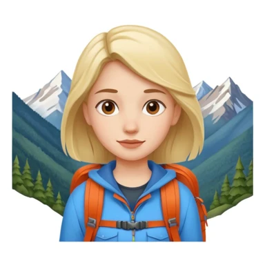 girl back packing mountains background  sticker