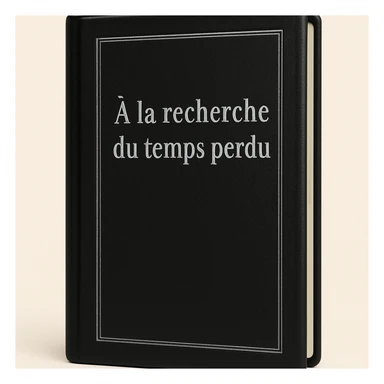 Edit the emoji of a classic French book inspired by 'À la recherche du temps perdu' with a black cover and silver title. The style should be elegant, minimal, and no text on the cover. Maintain the classic book look with a refined and simple design. sticker