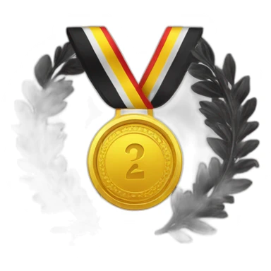 medal with a black and yellow ribbon sticker