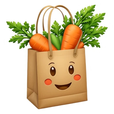 paper shopping bag with carrot. Transparent background sticker