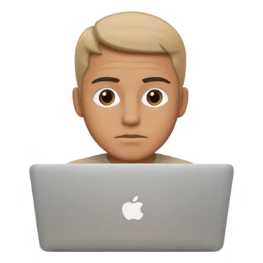 a man behind mackbook the man being little visible form the frony sticker