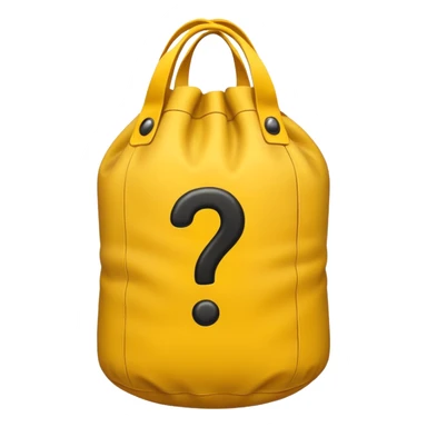heavy bag printed with overstuffed with yellow question marks sticker