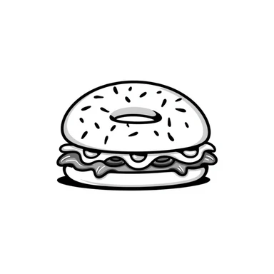 bagel sandwich with eggs and vegetables, hand-drawn doodle, Pinterest vibe sticker