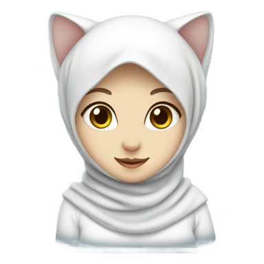 Cute white kitty with hijab sticker