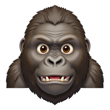 Expressive gorilla head, detailed ape features, strong facial structure, primate emoji sticker