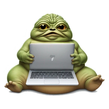 Jabba the Hutt from Star Wars with a laptop sticker