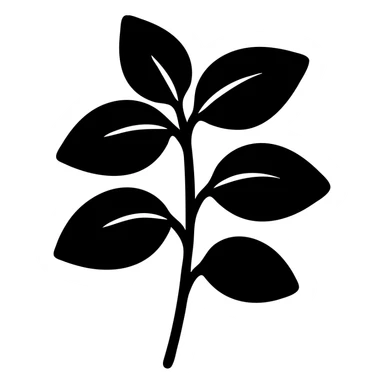 Fresh basil herb with leaves on stems, simple botanical illustration sticker