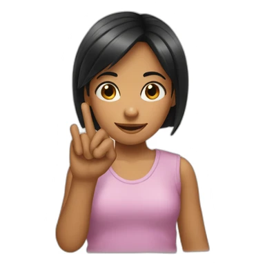 Small black hair girl showing three fingers sticker