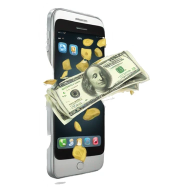 phone with money bursting out of the screen sticker
