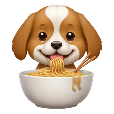 Dog eating noodles sticker