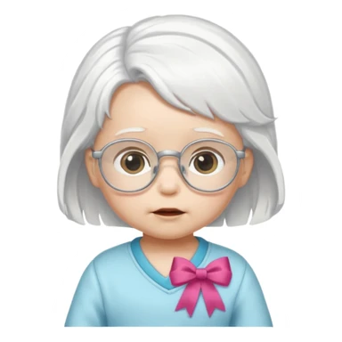white haired little baby with glassess and ribbon on hair sticker
