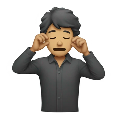 Man burying his face in his hands sticker