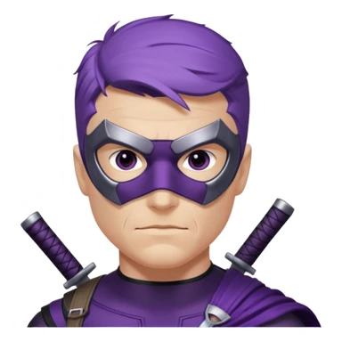 hawkeye marvel superhero with iconic purple mask headshot sticker