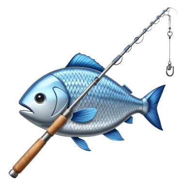 fat fishing rod with fish sticker