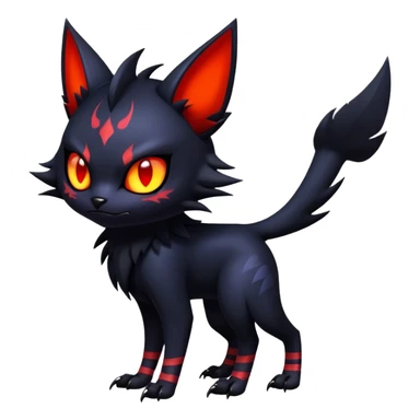Vampiric feral futuristic gothic emo dark Litten-Noibat-Fakémon-hybrid-creature (full body) sticker