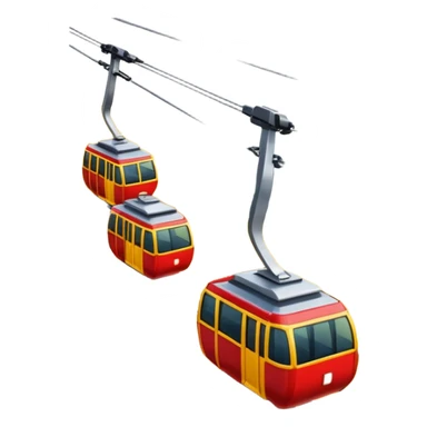 modern cable car, red and yellow cabins sticker