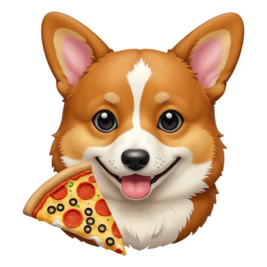 black tri-color corgi eating pizza sticker