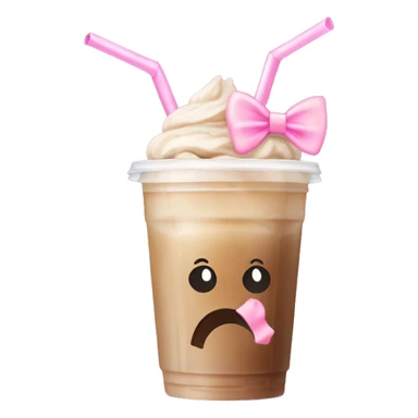 iced coffee with baby pink bow on straw sticker