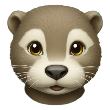 Otter in green sweater with capital M sticker