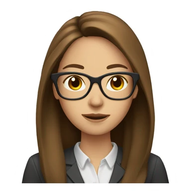 Female teacher long brown hair glasses sticker