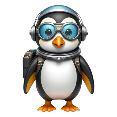 Penguin with jetpack and aviator glasses sticker