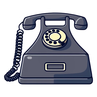black telephone, retro desk phone sticker