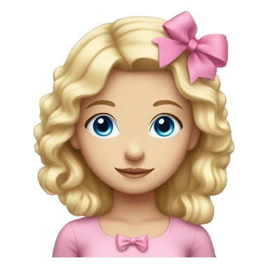Cute blonde girl with blue eyes and a pink bow in her hair sticker
