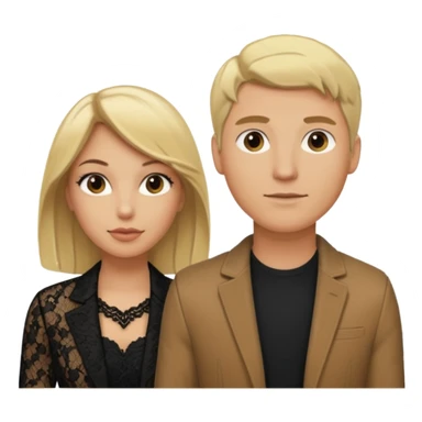 Love tan woman blonde hair and black lace  with blonde man Brown shade jacket sticker