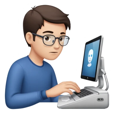 man uploading a file on a computer sticker