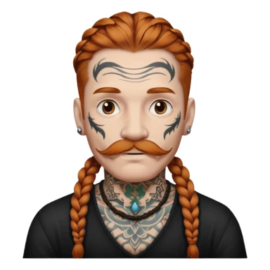 white color mstache dark ginger braids man very white mustache old very tattoed with the whitest mustache ever sticker