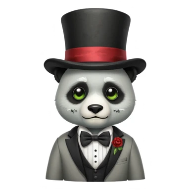 zombie panda with bow tie and top hat sticker