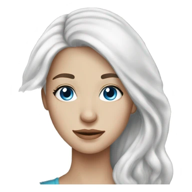 White hair young woman with long hair blue eyes freckles sticker