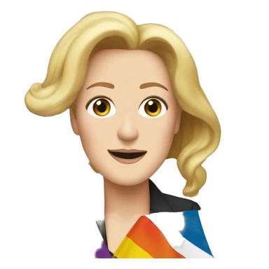 Gillian Anderson holding up the pride flag sticker