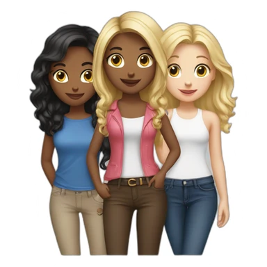 group of 6 girls friends, 3 blondes, 3 brunettes sticker