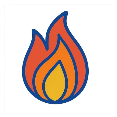 abstract geometric flame with vibrant toon style and blue outline sticker