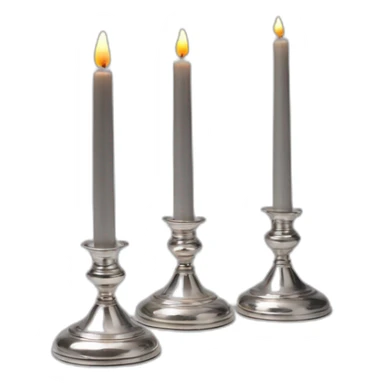 2 large and another small shabbat candles in silver candlesticks  sticker