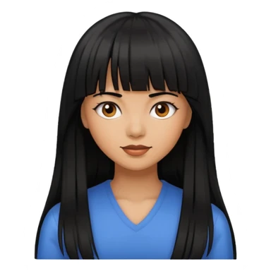 Woman, long black hair with bangs, brown skin  sticker