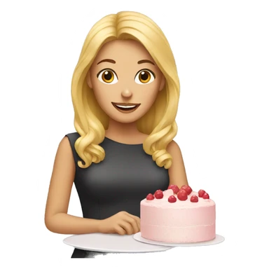 Blond woman and cake sticker