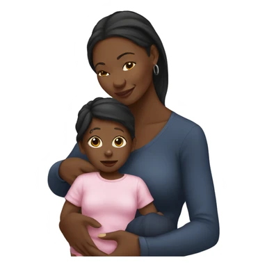Black mom holding black baby girl sticker
