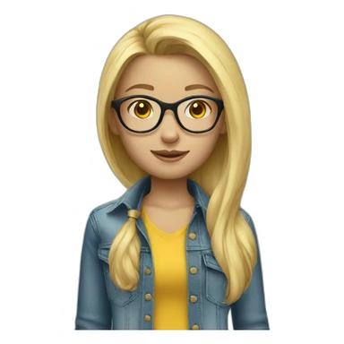 blonde girl glasses jeans yellow shirt sticker